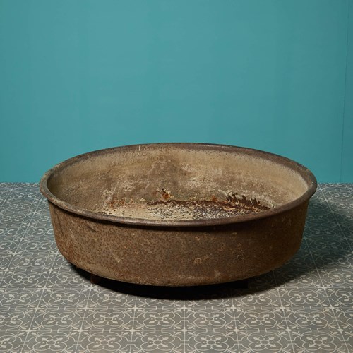 Large Reclaimed English Round Cast Iron Trough Planter Or Water Feature