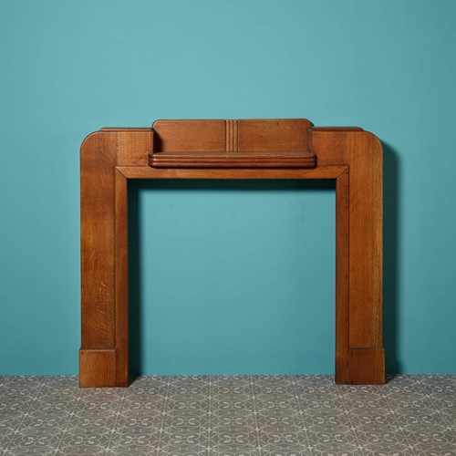 Curved 1920S English Art Deco Oak Fire Surround
