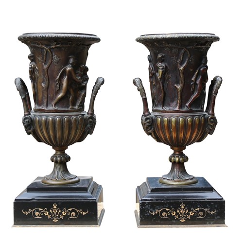 A Pair of Decorative Antique Bronze Urns