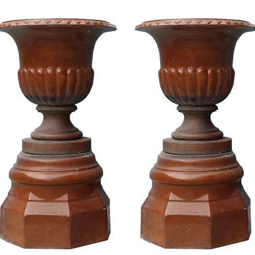 Antique Scottish Salt Glazed Terracotta Urns
