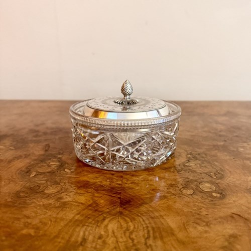 Pretty Quality Antique Edwardian Cut Glass Trinket Box 