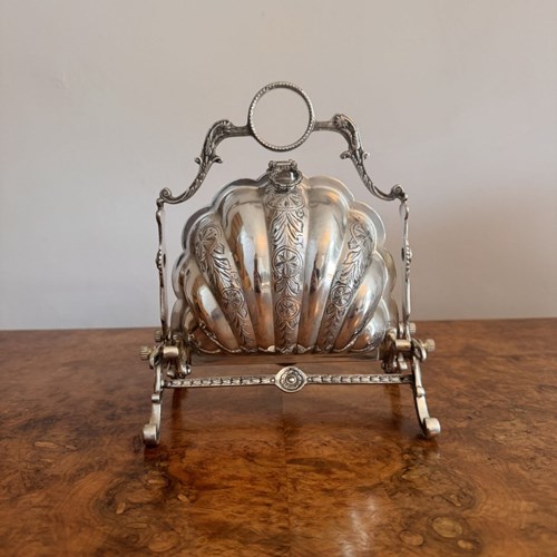 Antique Silver Plated Folding Shell Biscuit Box