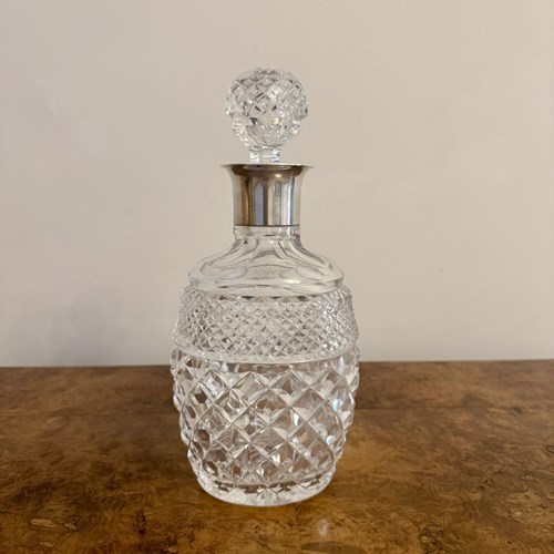 Quality Antique Edwardian Silver Collar Shaped Decanter 
