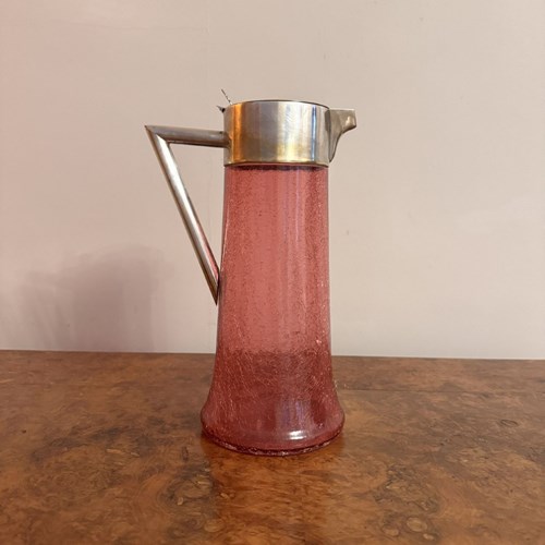 Unusual Large Antique Edwardian Cranberry Glass Water Jug 