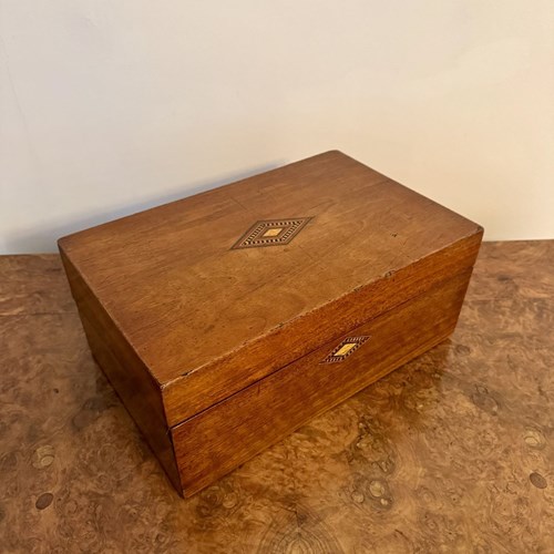 Lovely Quality Antique Victorian Walnut Tunbridge Ware Inlaid Writing Slope