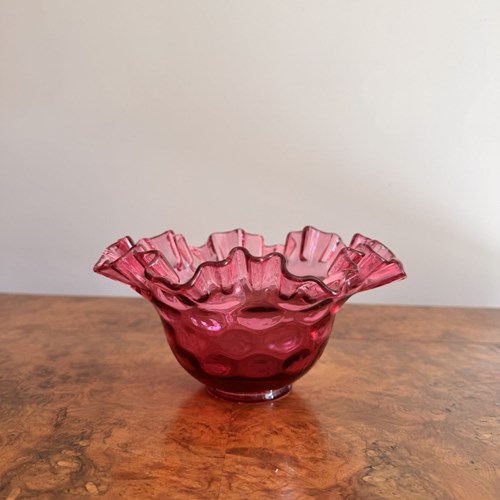 Pretty Antique Cranberry Glass Bowl 