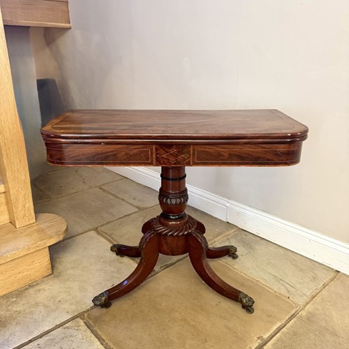 Wonderful Antique Regency Quality Mahogany Inlaid Tea Table 