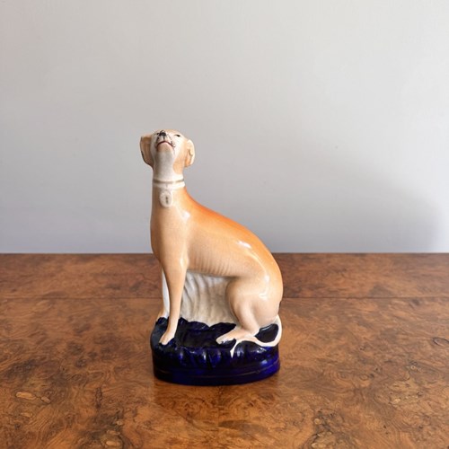 Lovely Antique Victorian Staffordshire Seated Greyhound 