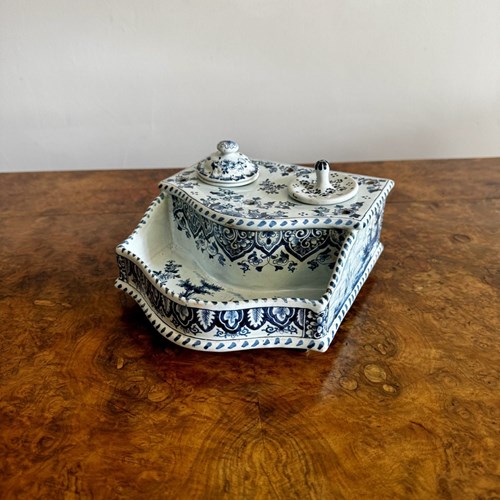Lovely Quality Antique Dutch Delft Inkstand