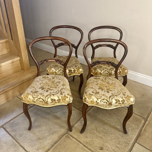 Lovely Set Of Four Antique Victorian Rosewood Dining Chairs 