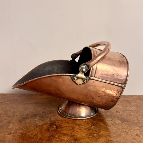 Antique George III Copper Helmet Coal Scuttle 