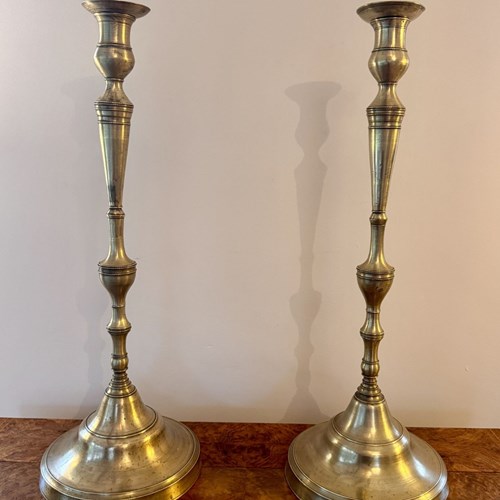 Quality Pair Of Large Antique Victorian Brass Candlesticks 