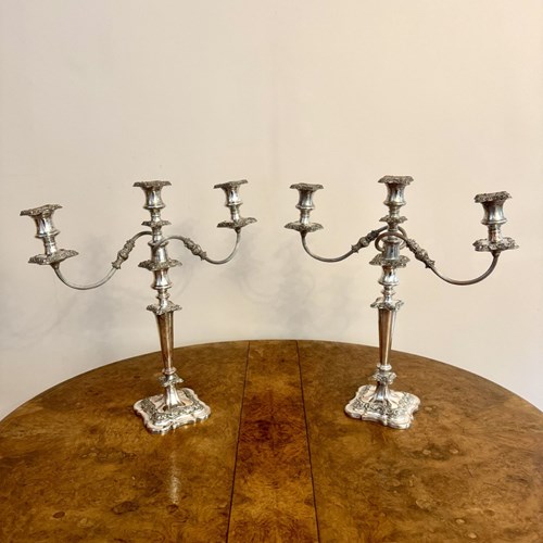Outstanding Quality Pair Of Antique Victorian Ornate Silver Plated Candelabras