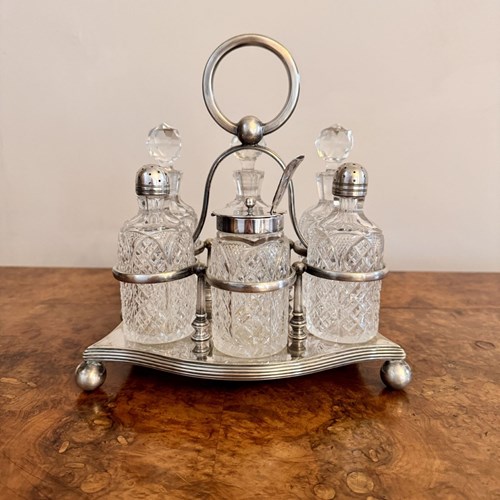 Lovely Quality Antique Edwardian Silver Plated Six Bottle Cruet Set