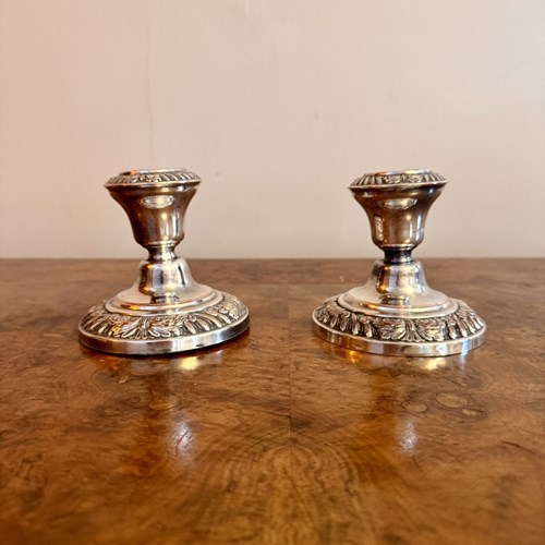 Quality Pair Of Antique Victorian Miniature Candlesticks 