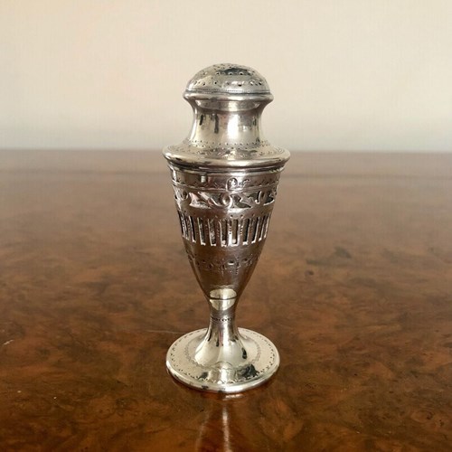 Antique Victorian White Metal Pepper Pot
