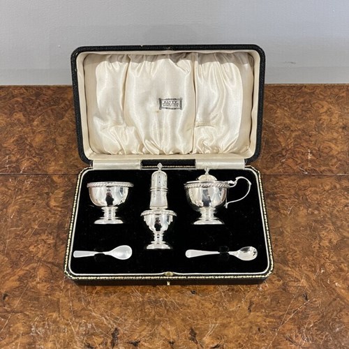 Quality Antique Solid Silver Box Cruet Set