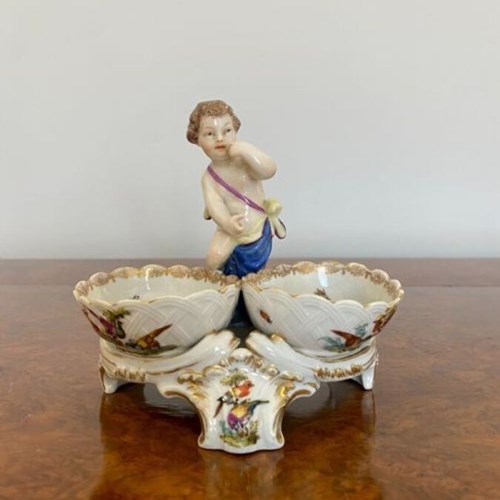 Quality Victorian Continental Porcelain Group Salt & Pepper Holder