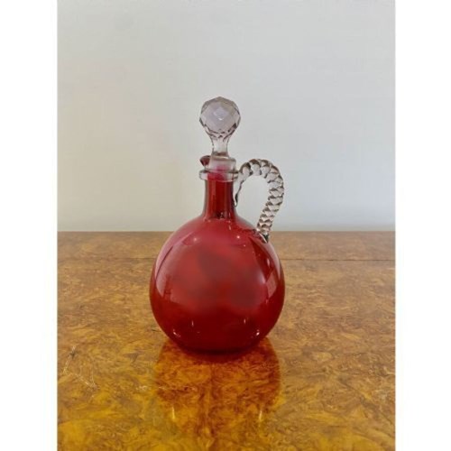 Antique Victorian Quality Cranberry Glass Decanter