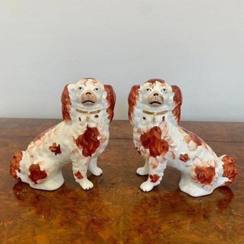 Quality Pair Of Antique Victorian Seated Spaniels