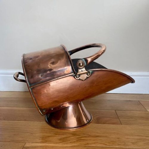 Antique George III Copper Helmet Coal Scuttle