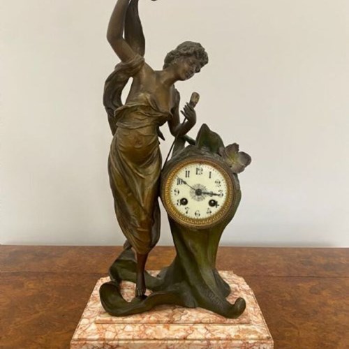 Quality Antique Art Nouveau French L'aurore Mantle Clock