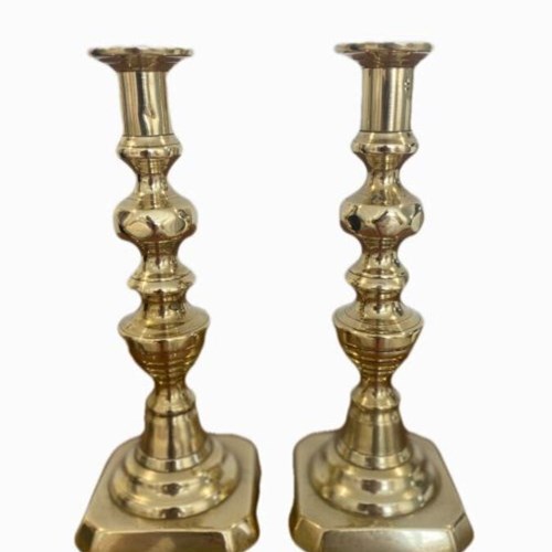 Pair Of Antique Victorian Brass Candlesticks