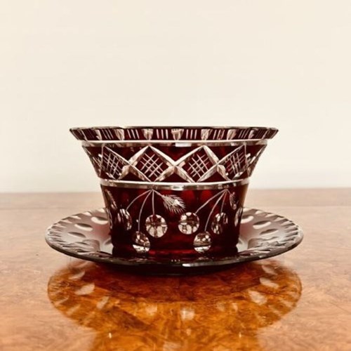 Quality Antique Victorian Glass Bowl And Plate