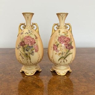 Pair Of Antique Royal Worcester Vas...