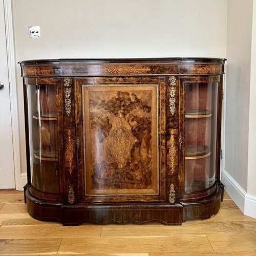 Superb Quality Antique Victorian Burr Walnut Inlaid Credenza