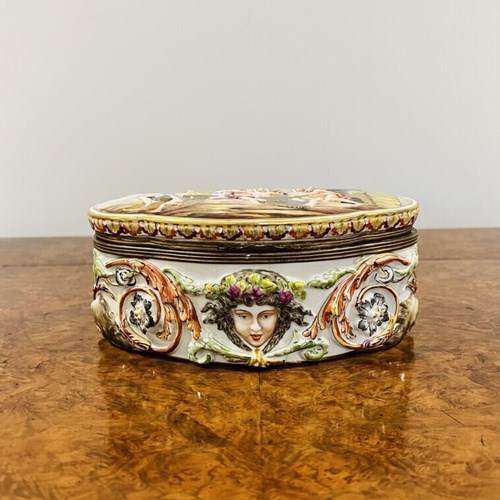 Quality Antique Victorian Italian Capodimonte Porcelain Table Casket 