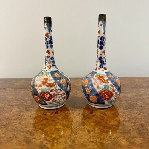 Pair Of Antique Japanese Imari Vases 
