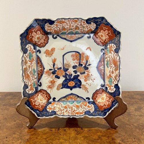 Fine Quality Antique Hand Painted Japanese Large Imari Square Plate
