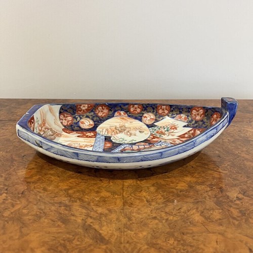 Unusual Antique Japanese Quality Imari Boat Shaped Dish