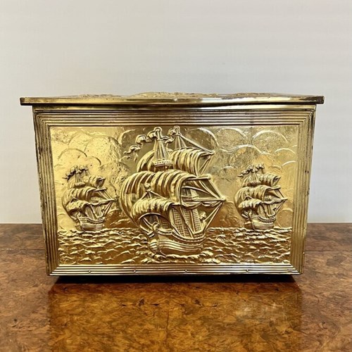 Ornate Antique Quality Brass Coal Box