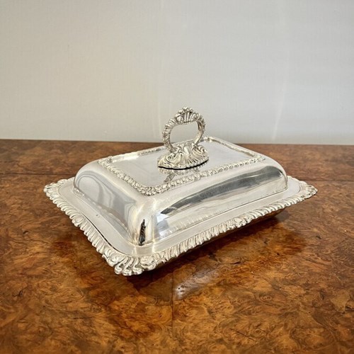 Antique Edwardian Quality Ornate Silver Plated Rectangular Entrée Dish