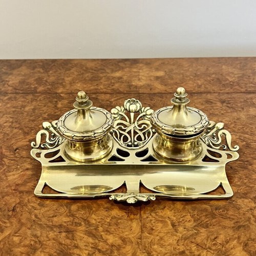 Wonderful Antique Victorian Ornate Brass Desk Set 