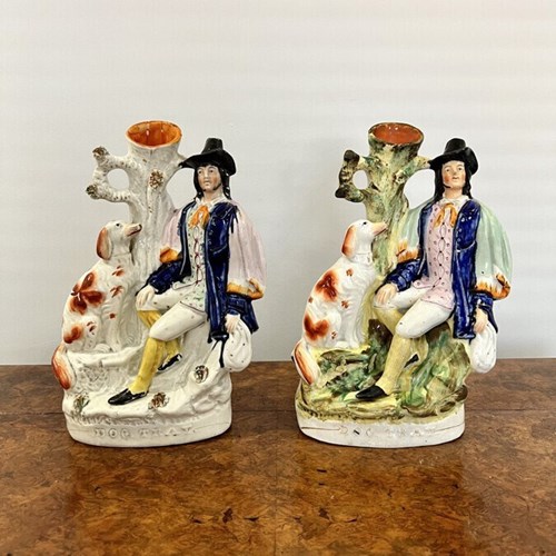 Fantastic Rare Large Pair Of Antique Victorian Staffordshire Figures 