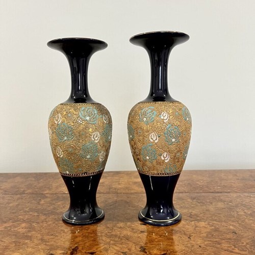 Pair Of Quality Antique Victorian Doulton Vases