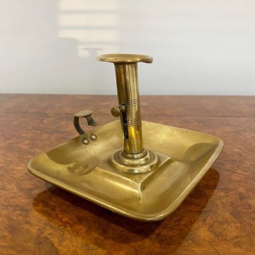 Antique George Iii Quality Brass Chamber Candlestick