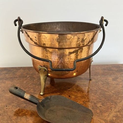 Antique Victorian Quality Copper Coal Bucket