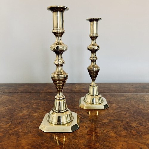 Quality Pair Of Antique Victorian Brass Candlesticks