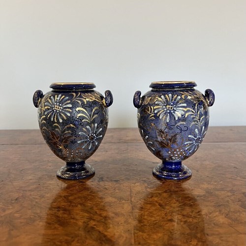 Small Pair Of Antique Doulton Vases