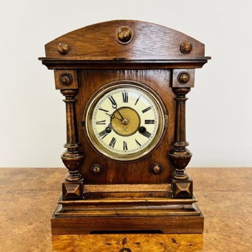 Antique Victorian Walnut Mantle Clock