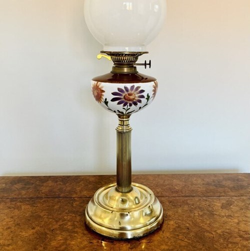 Unusual Antique Victorian Quality Oil Lamp