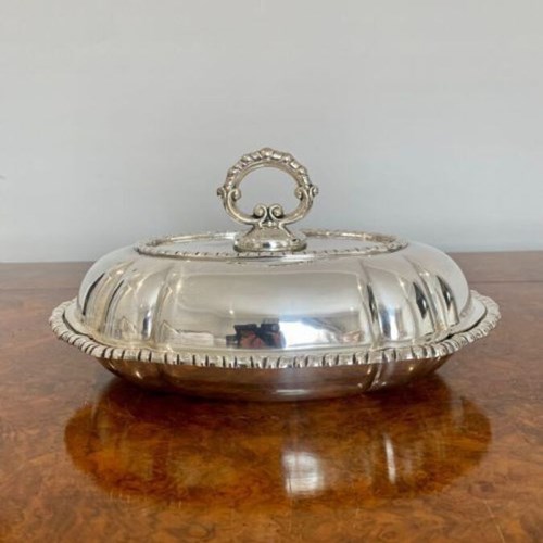 Antique Edwardian Quality Silver Plated Oval Entree Dish