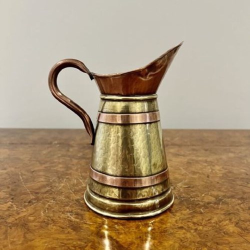 Antique Edwardian Quality Brass And Copper Jug