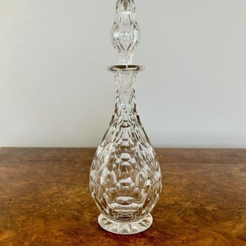 Quality Antique Edwardian Cut Glass Bell Shaped Decanter