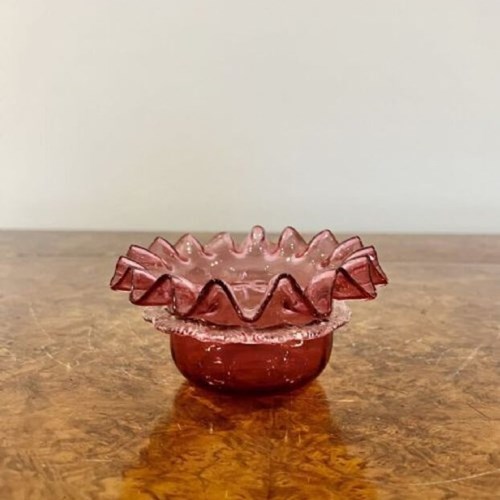 Small Victorian Quality Cranberry Glass Bowl