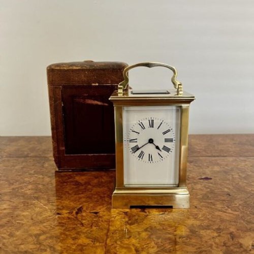 Large Antique Victorian Quality Brass Carriage Clock 